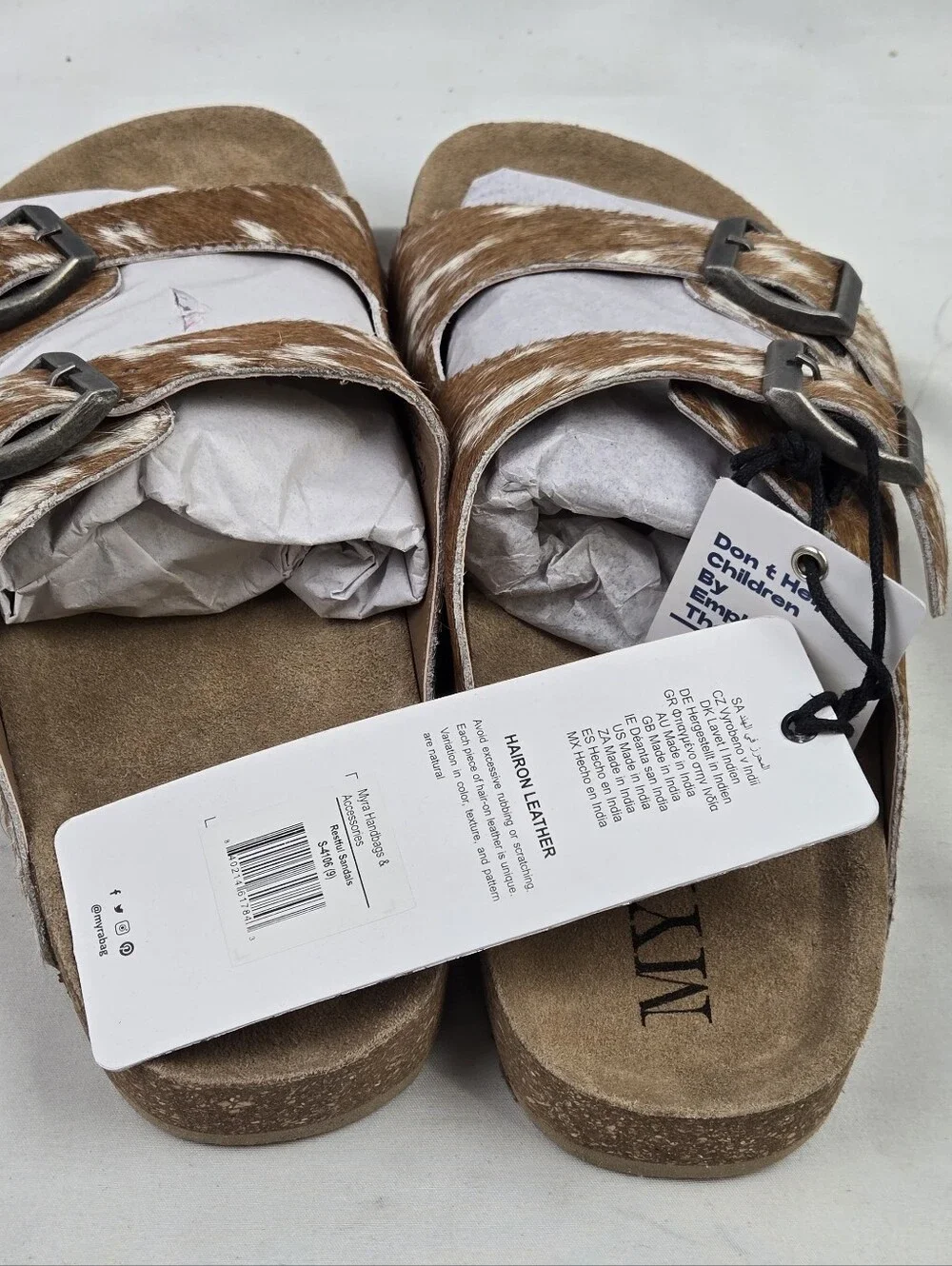 NWT - Myra Restful Sandals Hairon Leather Size 9 - Picture 8 of 9